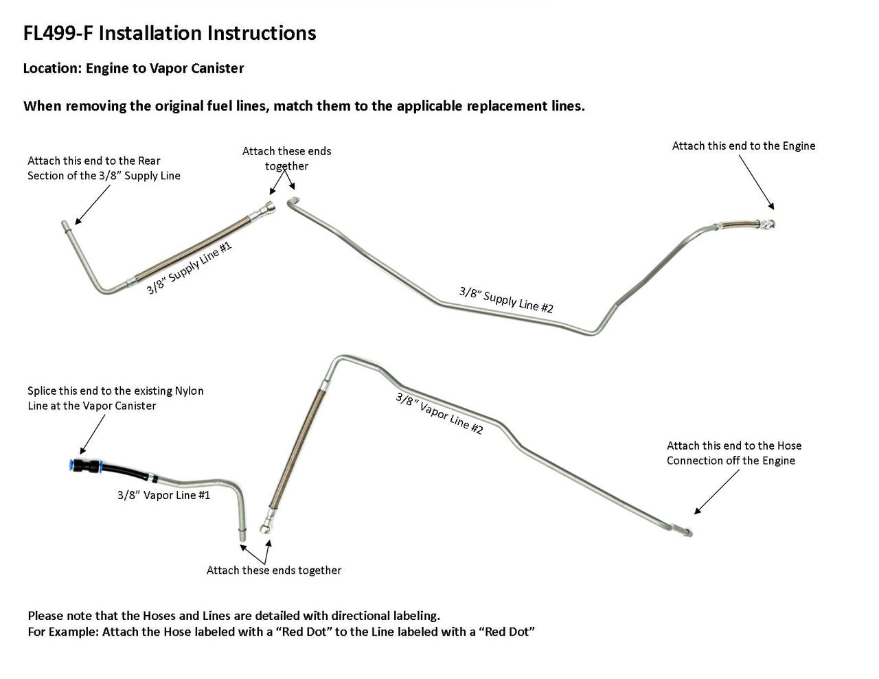 GMC Savana Series Van Cutaway RV/Commercial 3500 Front Fuel Line Set 2004 6.0L 135" WB FL499-F2C