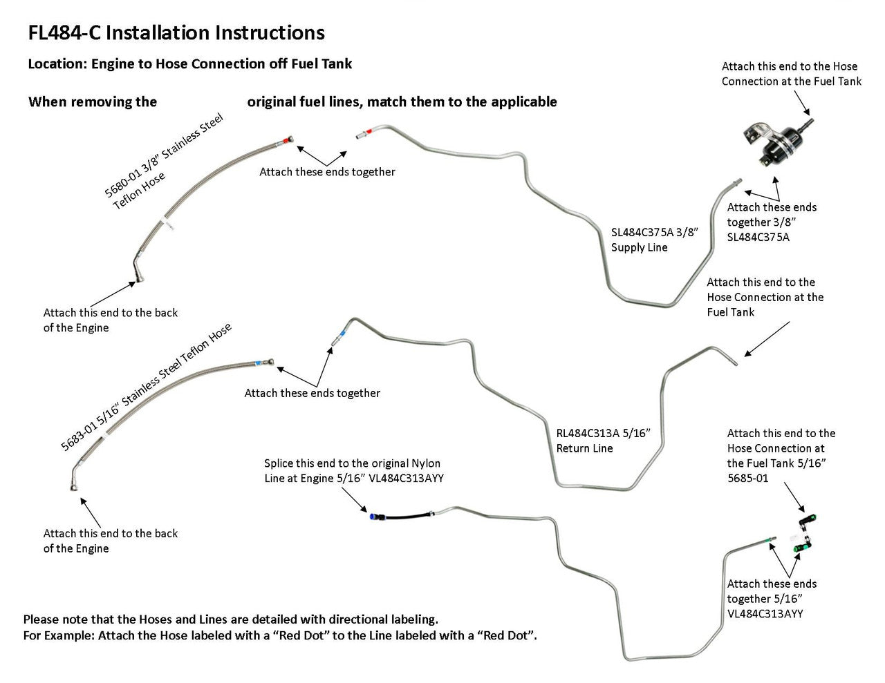 Ensemble de conduites de carburant pour Pontiac Aztek 2002 3,4 L FL484-C2B