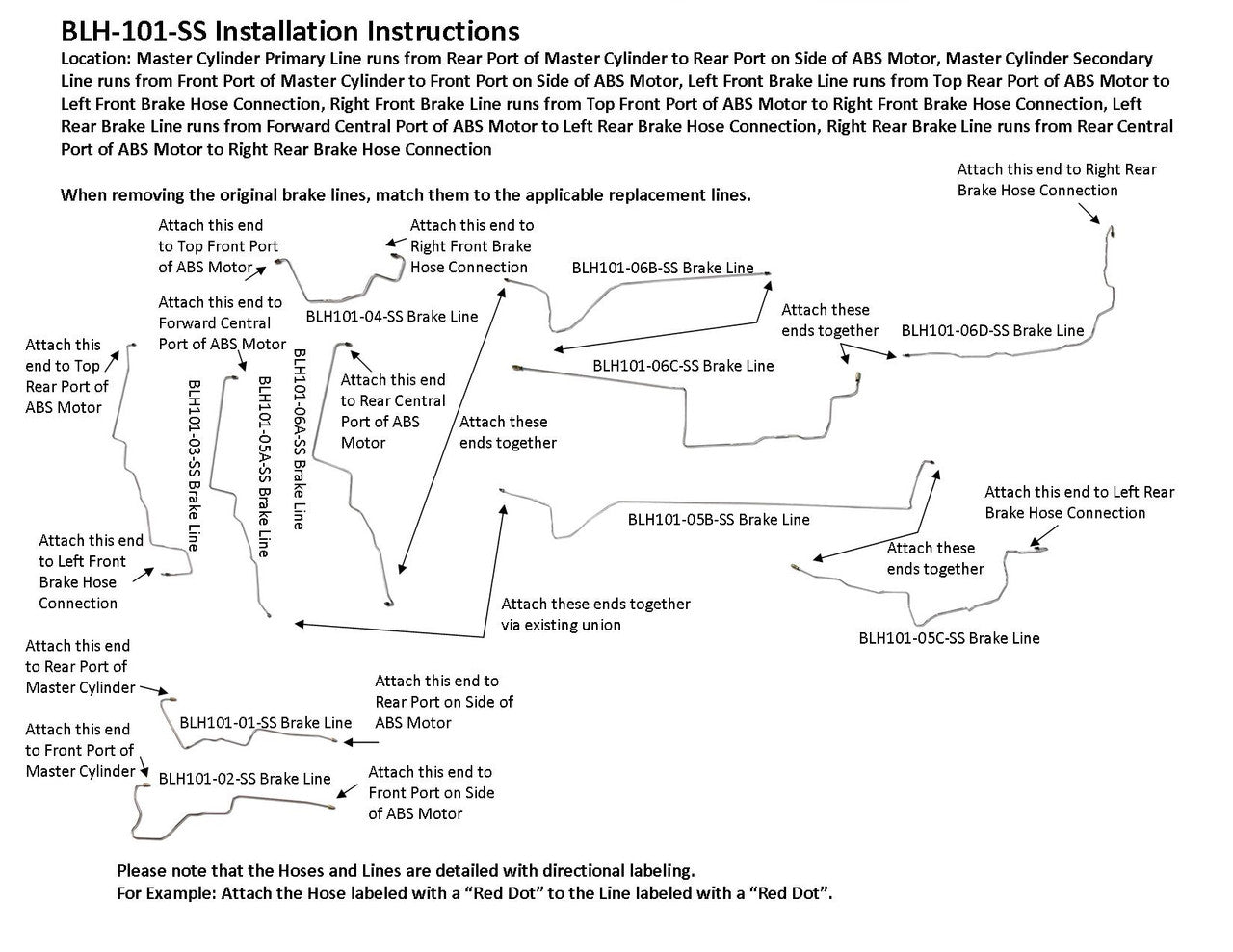 Hyundai Elantra GT Brake Line Set 2013 2.0L BLH-101-SS3B Stainless Steel