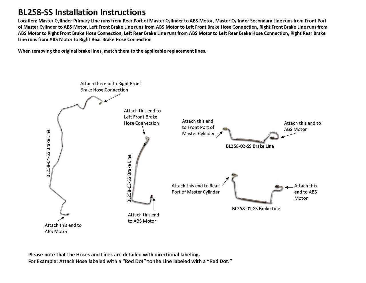 Pontiac Montana Brake Line Set 2004 3.4L BL258-SS3E Stainless Steel