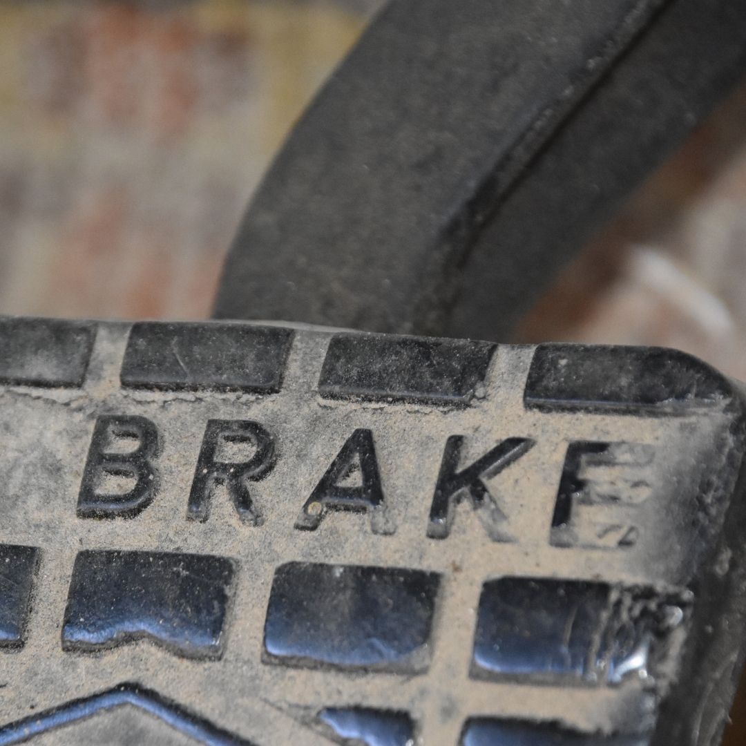 close-up of brake pedal